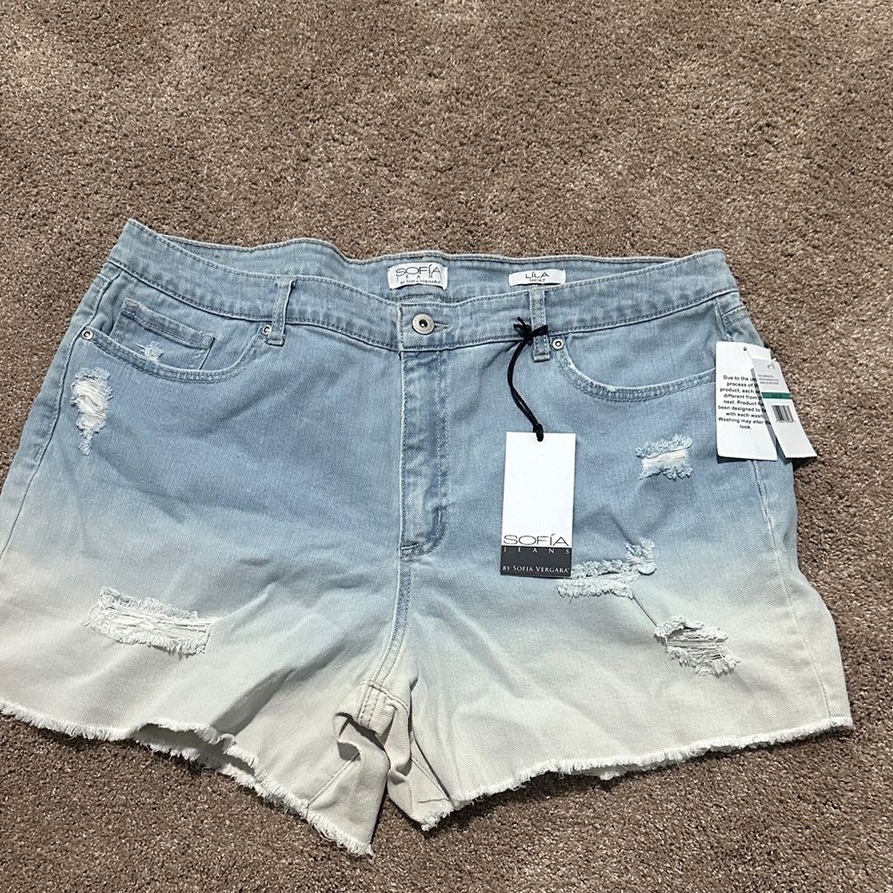 Sofia Vergara Blue Ombre Denim Shorts NWT